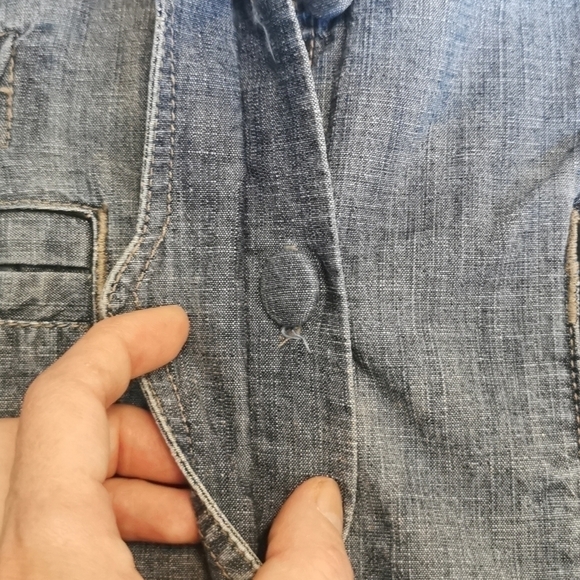 Oakley Light Denim Chambray Button-Up Coat Small - Picture 7 of 11